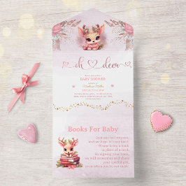 Winter Woodland Girl Babydusche All In One Einladung