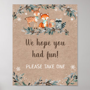 Winter Woodland Greenery Baby Duwer Gefallen Poster