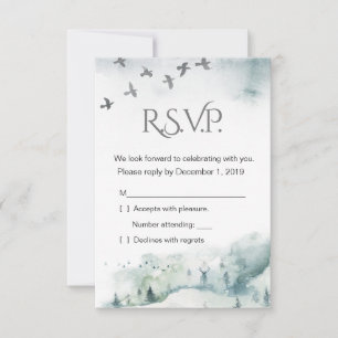 Winter Woodland Holiday Wedding RSVP Card Einladung