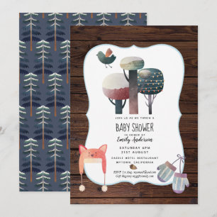 Winter Woodland Kinderdusche Einladung rustikal