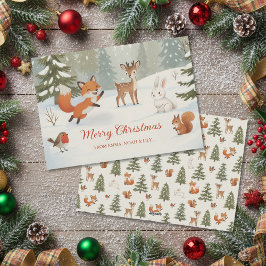 Winter Woodland Merry Christmas Forest Animals Feiertagskarte