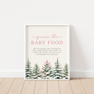 Winter Woodland Raten Sie das Baby Food Game Schil Poster
