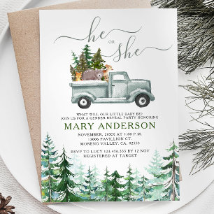 Winter Woodland Rustic Forest Gender Reveal einlad Einladung