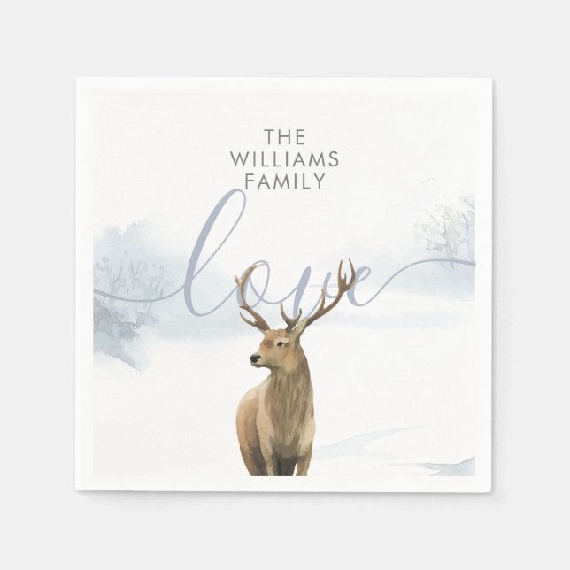 Winter Woodland Scene Stag Serviette (Vorderseite)