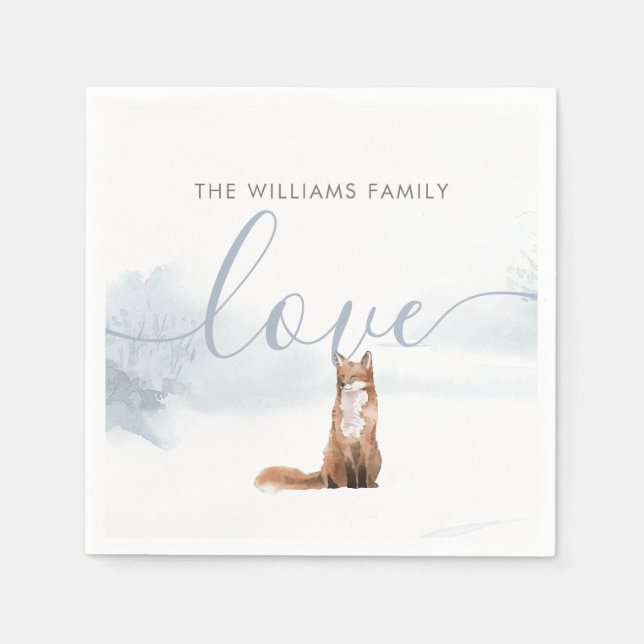 Winter Woodland Szene Fox Urlaub Serviette (Vorderseite)