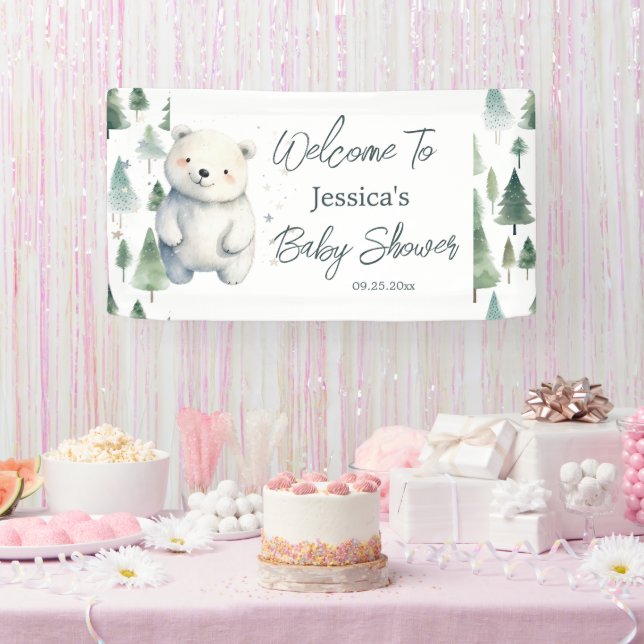 Winter Woodland Teddy Bear Baby Dusche Banner (Party)