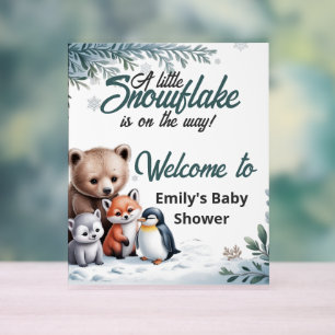 Winter Woodland Tiere Babydusche Willkommen Acrylschild
