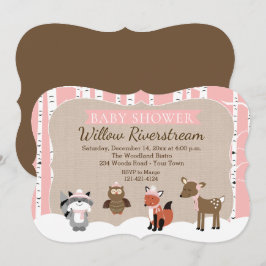 Winter Woodland Tiere Die Pink Baby Dusche schneid Einladung