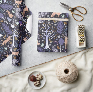 Winter Woodland Violet/Gold ID785 Geschenkpapier