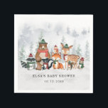 Winter Woodland Wonderland Forest Baby Animes Serviette<br><div class="desc">Dieses zauberhafte Design besticht durch eine Gruppe von bezaubernden Waldtieren und eine frostige Waldlandschaft in elegant gedämpften Ferienfarben.</div>