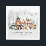 Winter Woodland Wonderland Forest Baby Animes Serviette<br><div class="desc">Dieses zauberhafte Design besticht durch eine Gruppe von bezaubernden Waldtieren und eine frostige Waldlandschaft in elegant gedämpften Ferienfarben.</div>