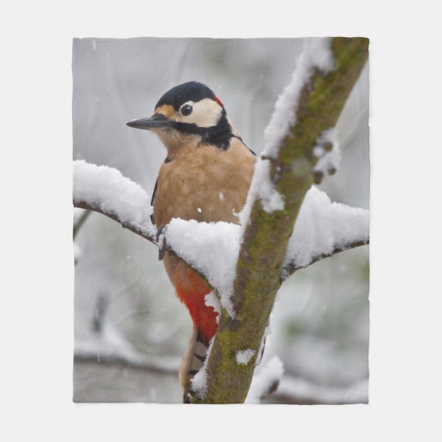 Winter Woodpecker Fleece Blanket (Vorderseite)