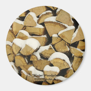 Winter Woodpile Magnet