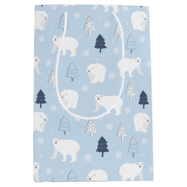 Winter Woods Polar Bears Mittlere Geschenktüte (Vorderseite)