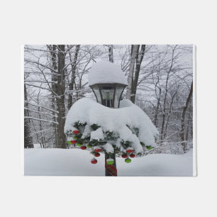 Winter Woods Snowy Lamppost Weihnachten Fußmatte