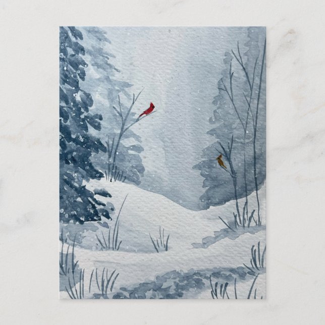 Winter Woods Wonderland Postcard Feiertagspostkarte (Vorderseite)