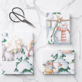 Winter Wrapping Paper Sheets Geschenkpapier Set