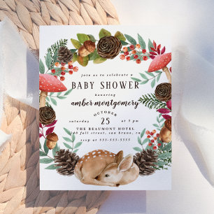 Winter-Wreath & Baby Reh Wald-Baby-Party Einladungspostkarte