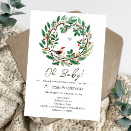 Winter Wreath Berry Christmas Baby Shower Einladung