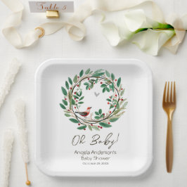 Winter Wreath Berry Christmas Baby Shower Pappteller