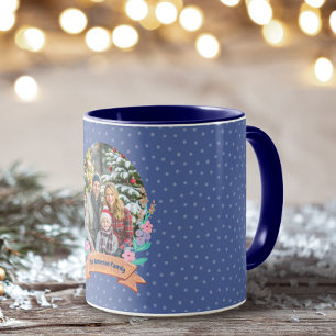 Winter Wreath Violet Blue Foto Weihnachten Tasse