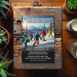 Winter-Wunder-Schneebrett-Geburtstagsfeier Postkarte