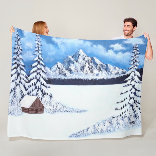 Winter-Wunder-Szene Große Fleece-Decke Fleecedecke (Beispiel)