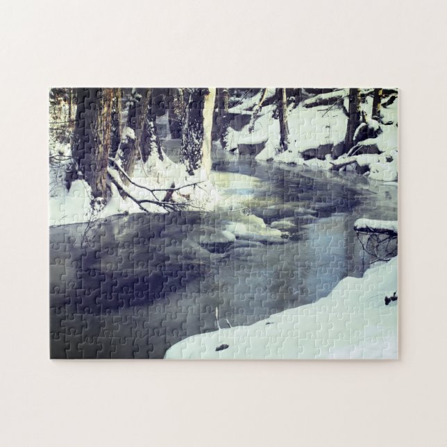 Winter Wunderland Bach Schnee Eisfrost Landschaft (Horizontal)