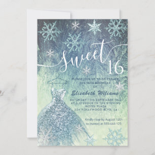 Winter Wunderland blaues Kleid glitterombre Einladung