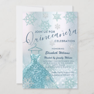 Winter Wunderland blaues Kleid glittery ombre invi Einladung