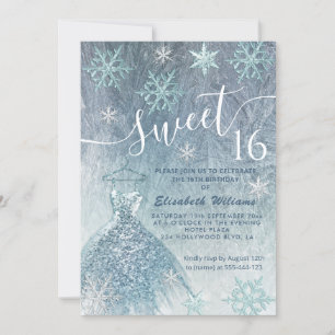 Winter Wunderland blaues Kleid glittery ombre invi Einladung