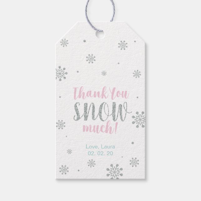 Winter Wunderland Danke Schnee viel Gefallen Tag Geschenkanhänger (Vorderseite)