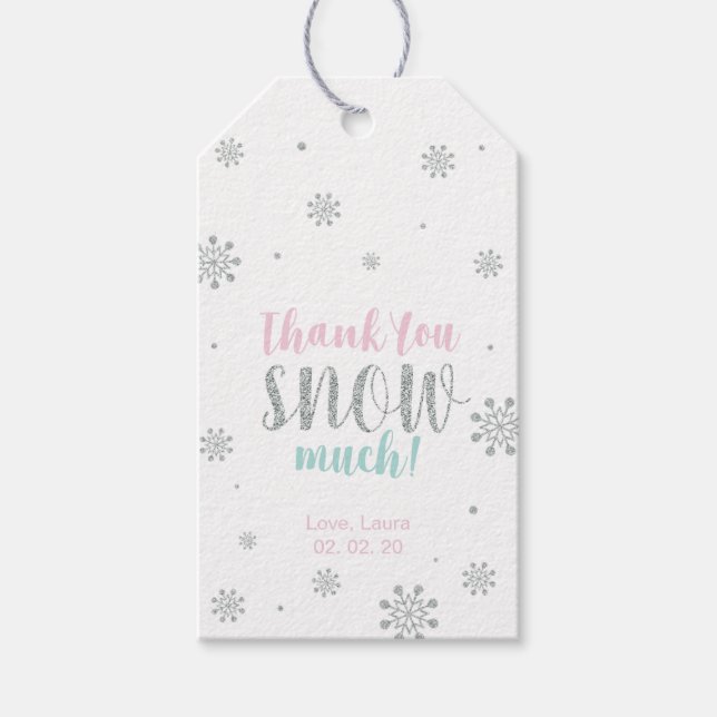 Winter Wunderland Danke Schnee viel Gefallen Tag Geschenkanhänger (Vorderseite)