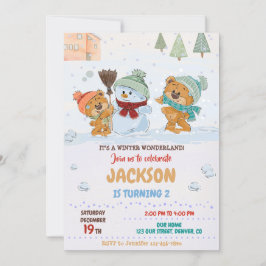 Winter Wunderland Einladung Teddy Bären Geburtstag