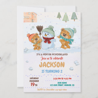 Winter Wunderland Einladung Teddy Bären Geburtstag