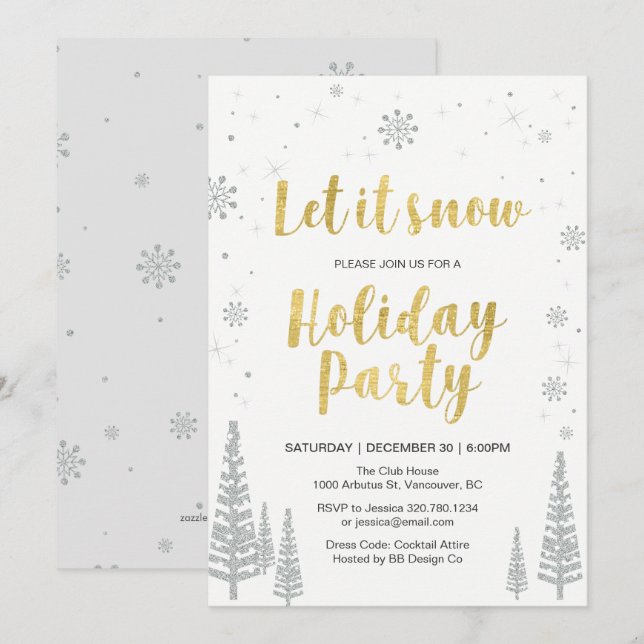 Winter-Wunderland-Feierparty Einladung (Vorne/Hinten)