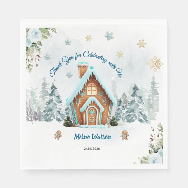 Winter-Wunderland Lebkuchen Serviette (Vorderseite)