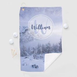 Winter Wunderland Nebel Fichtenwald Schneemonogram Golfhandtuch