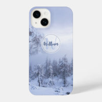 Winter Wunderland Nebel Fichtenwald Schneemonogram