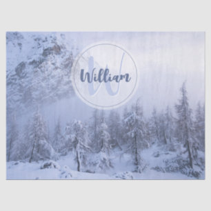 Winter Wunderland Nebel Fichtenwald Schneemonogram Seidenpapier