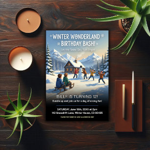 Winter-Wunderland-Schneetag-Geburtstagsfeier Einladung