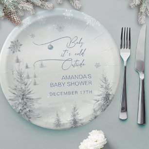 Winter Wunderland seine kalte Outdoor Boy Baby Dus Pappteller