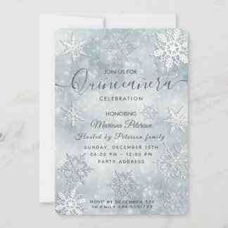 Winter Wunderland staubige blaue Buke Quinceañera Einladung