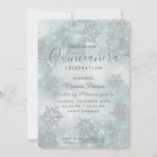Winter Wunderland staubige blaue Buke Quinceañera Einladung