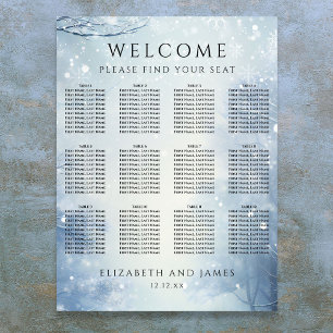 Winter-Wunderland-Wald-Hochzeits-Sitzplan Poster