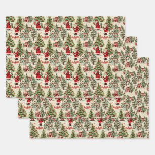 Winter Wunderland Weihnachtsbaumen und Weihnachtsb Geschenkpapier Set