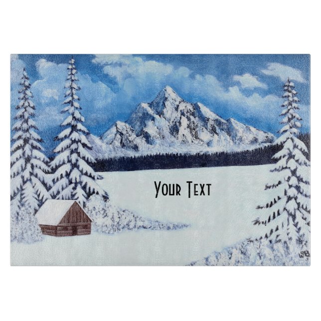 Winter-Wunderlandschaft Schneidebrett (Vorderseite)