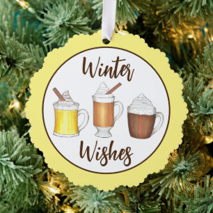 Winter wünscht Buttered Rum Kakao Eggnog Drinks Ornament Karte