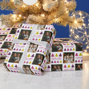 Winter wünscht Lila Weihnachtsbaum-Foto Geschenkpapier