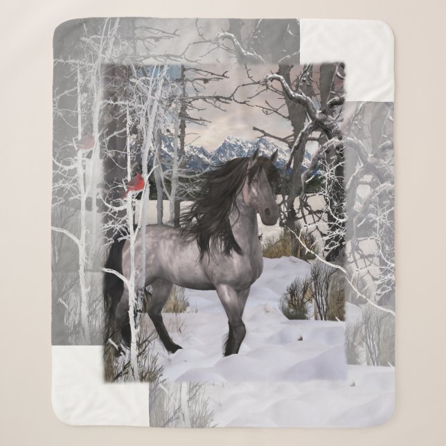 Winter wünscht Pferd 2024 - Farbe anpassen Sherpadecke (Vorderseite)